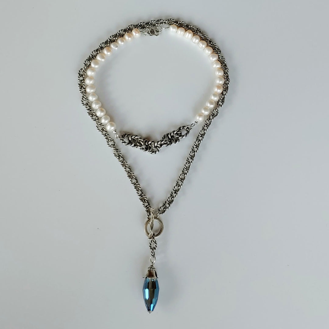 Short Pearl Necklace With Rope Chain Front, Beauty In Stone Jewelry at $119