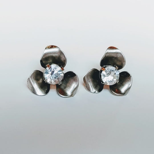 Petal & Rhinestone Stud Earring, Beauty In Stone Jewelry at $40