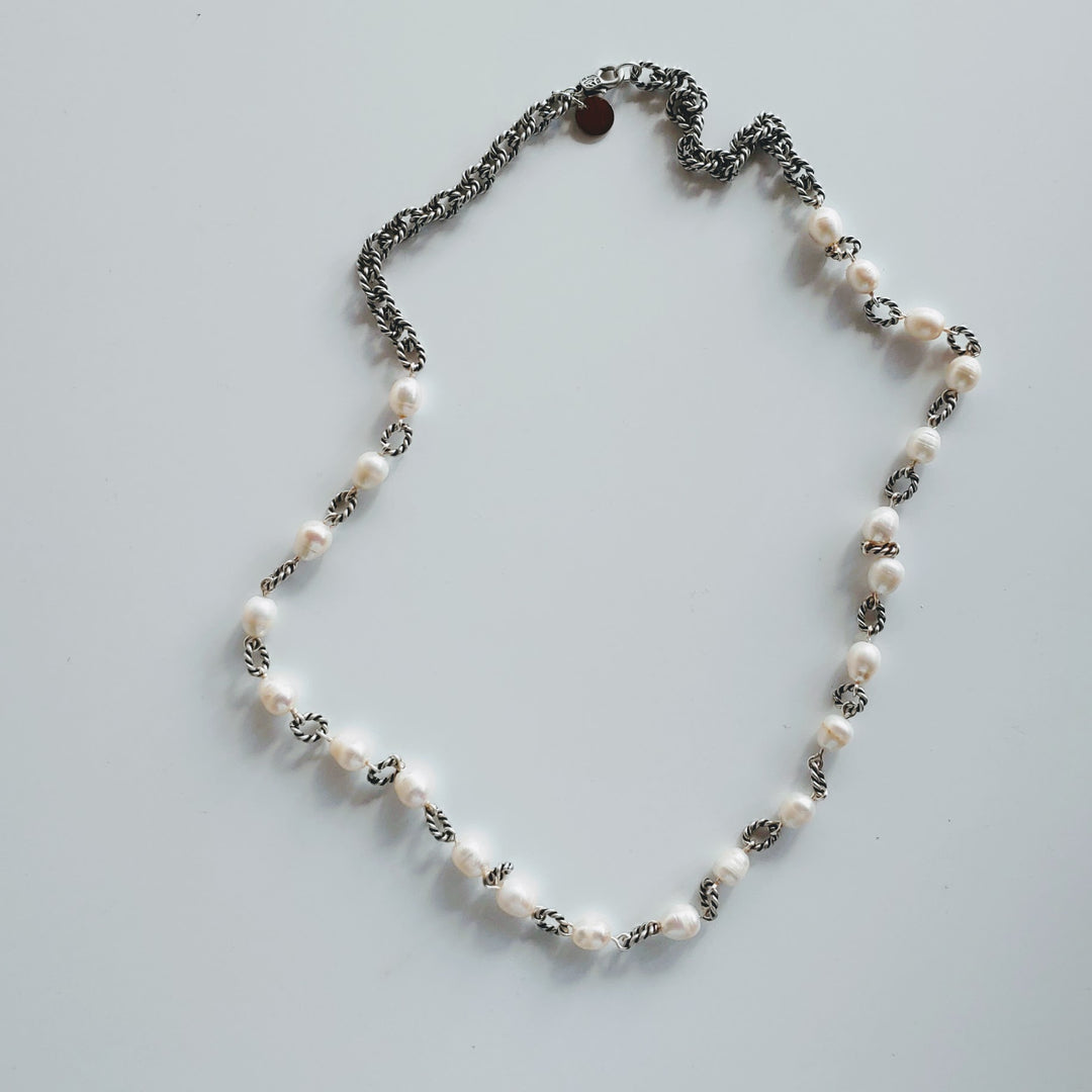 Long Pearl & Rope Link Necklace, Beauty In Stone Jewelry at $189