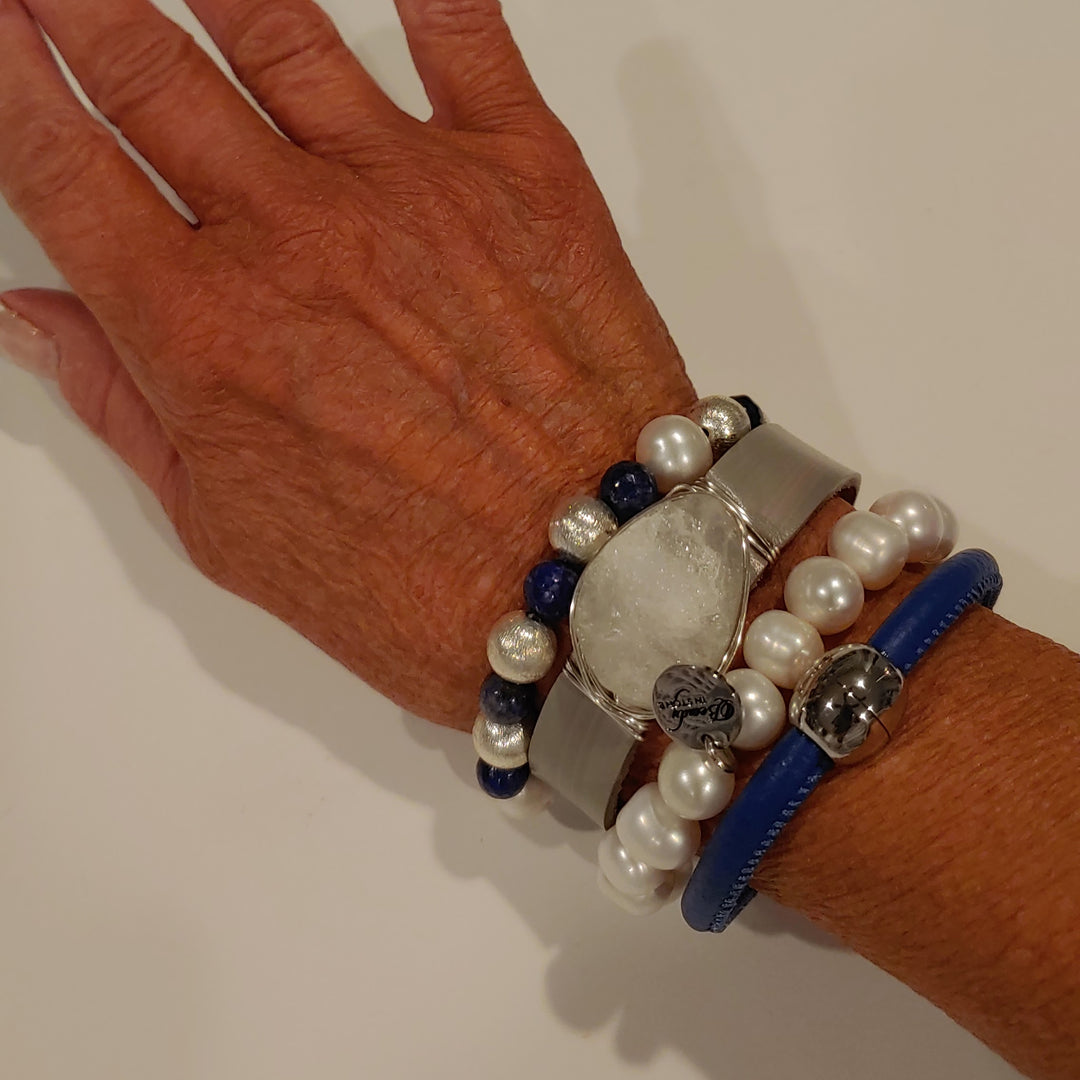 Blue & Gray Bracelet Stack Set, Beauty In Stone Jewelry at $190