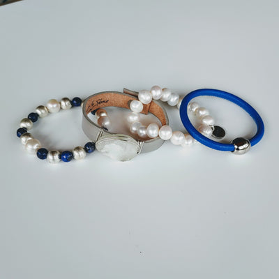 Blue & Gray Bracelet Stack Set, Beauty In Stone Jewelry at $190