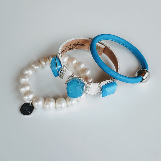 Turquoise Bracelet Stack Set, Beauty In Stone Jewelry at $150