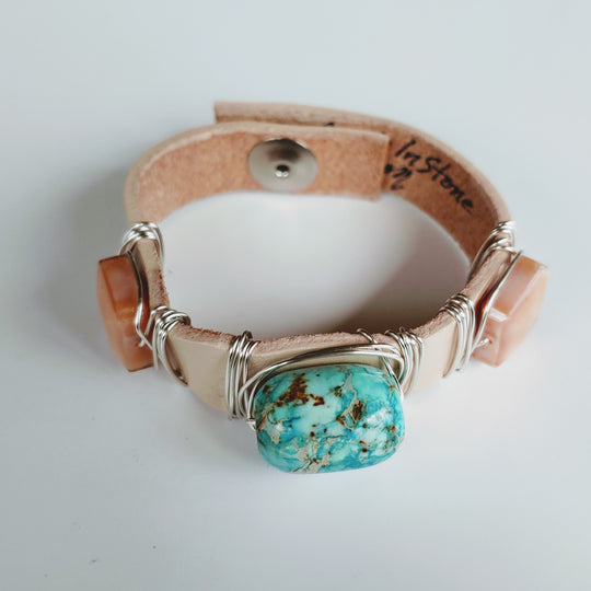 Turquoise & Blush Bracelet Stack Set, Beauty In Stone Jewelry at $80