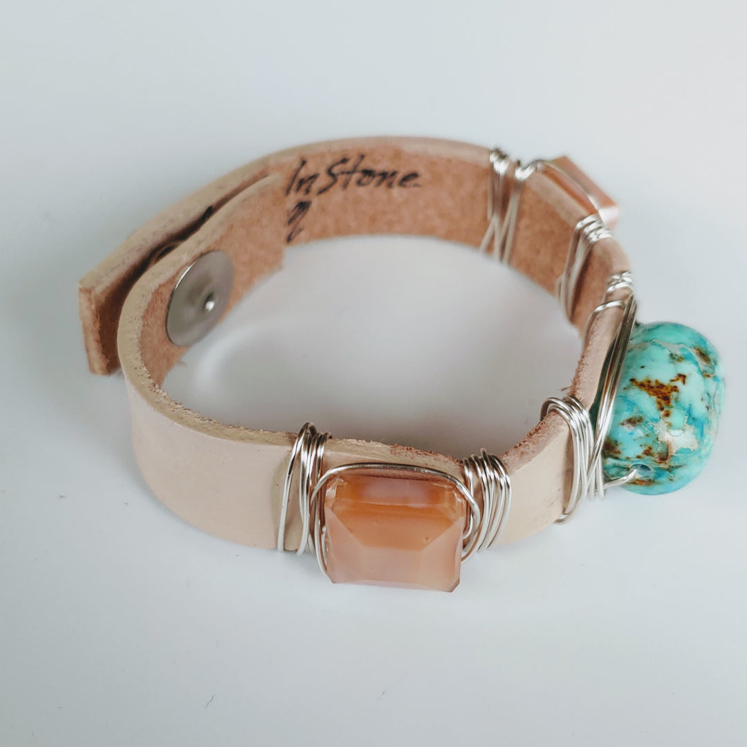 Blush, Aqua, Silver Bracelet Stack Set, Beauty In Stone Jewelry at $160