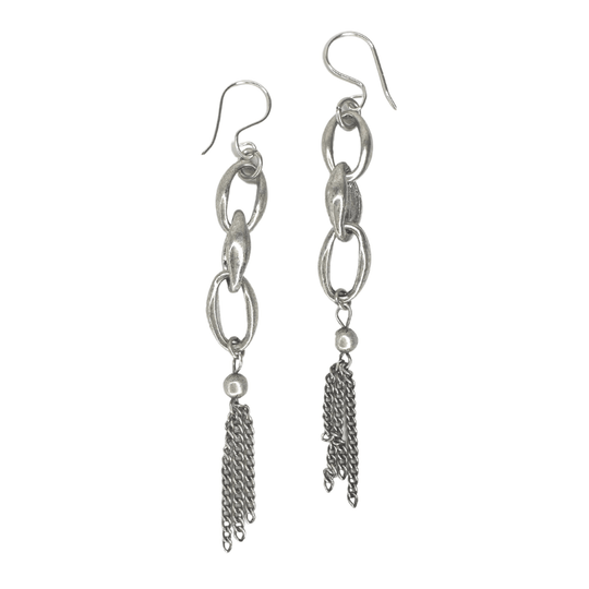 Burnished Chain Earring With Tassel or Bead