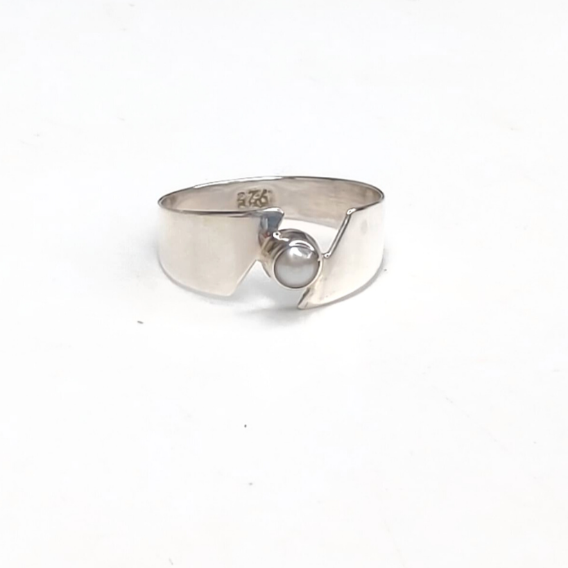 Sterling Silver Ring "Dainty Pearl", Beauty In Stone Jewelry at $39