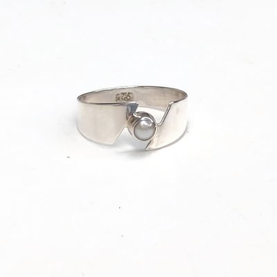 Sterling Silver Ring "Dainty Pearl", Beauty In Stone Jewelry at $39