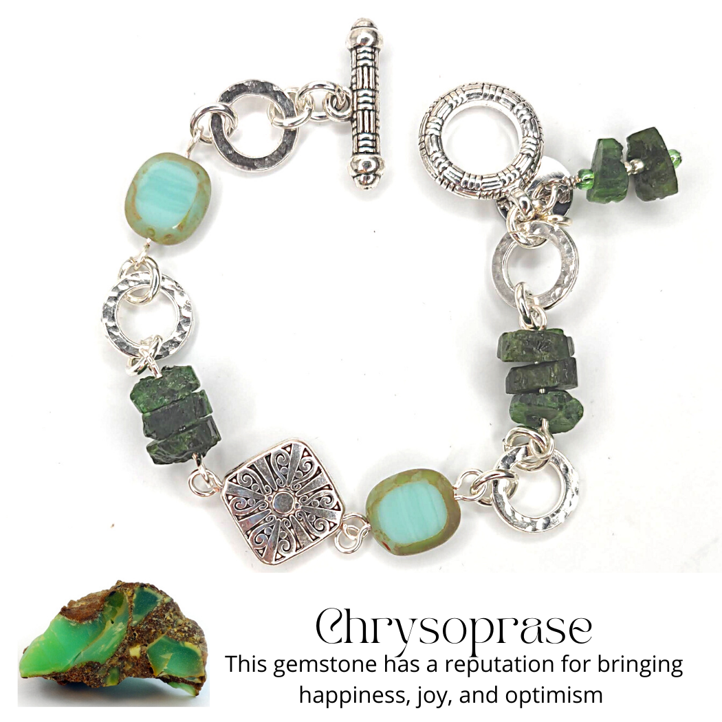 Gemstone Bracelet Larimar, Amethyst, Kyanite, Rhodonite, Chrysoprase Choice, Beauty In Stone Jewelry at $65