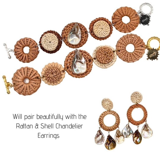 Rattan & Shell Chandelier Earrings