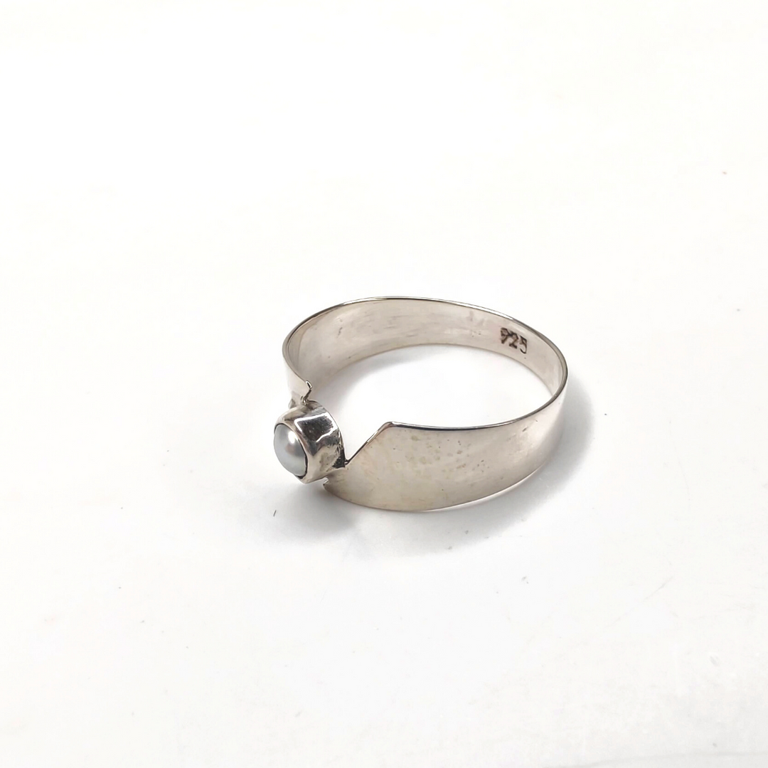 Sterling Silver Ring "Dainty Pearl", Beauty In Stone Jewelry at $39