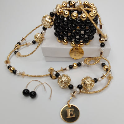 Decorative Bead And Pearl Lariat Necklace BLACK, Beauty In Stone Jewelry at $189