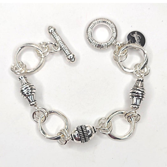 Pewter & Wavy Link Bracelet, Beauty In Stone Jewelry at $69