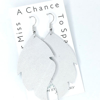 White Leather Earrings, Beauty In Stone Jewelry at $25