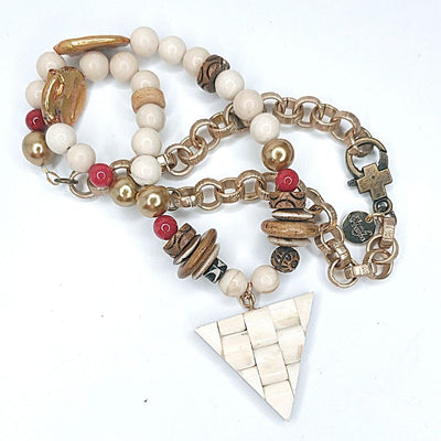 Gemstone & Bone Pendant Necklace, Beauty In Stone Jewelry at $139
