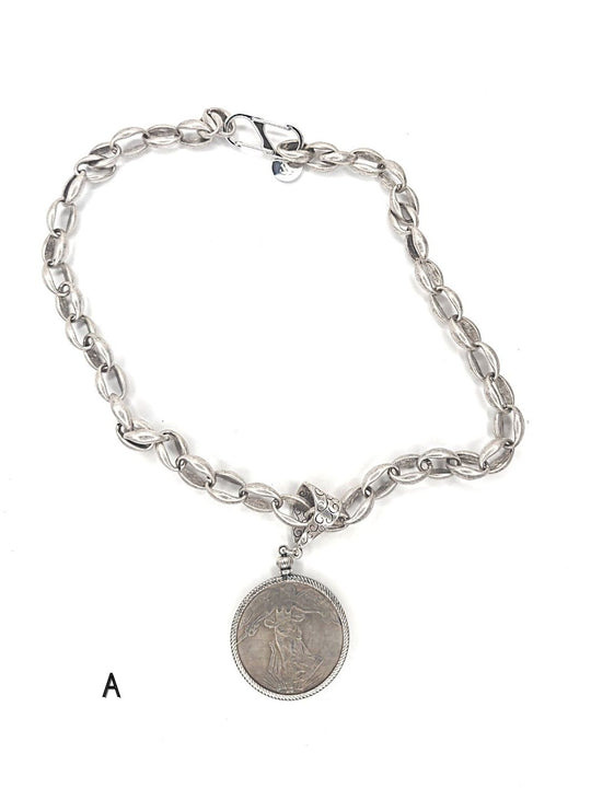 French Coin Pendant Necklace, Beauty In Stone Jewelry at $115