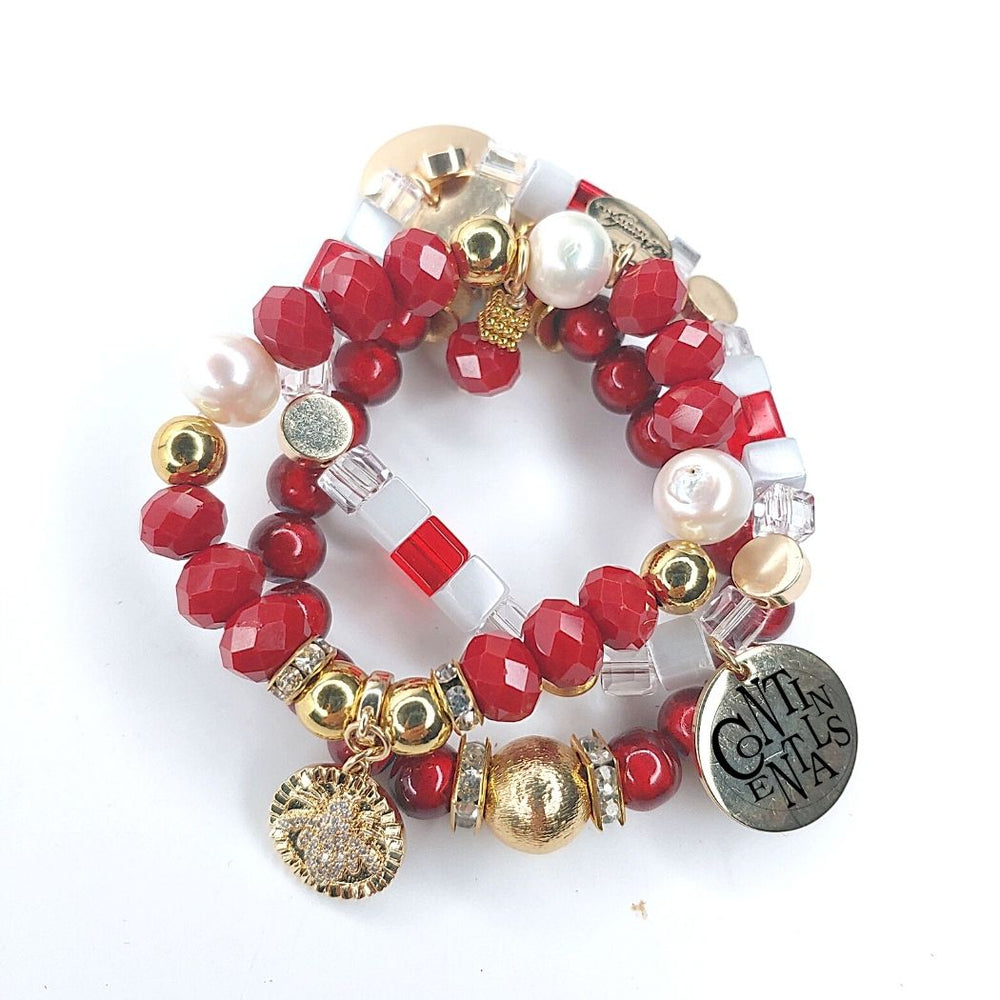 Freshwater Pearl & Red Rondelle Bracelet, Beauty In Stone Jewelry at $84