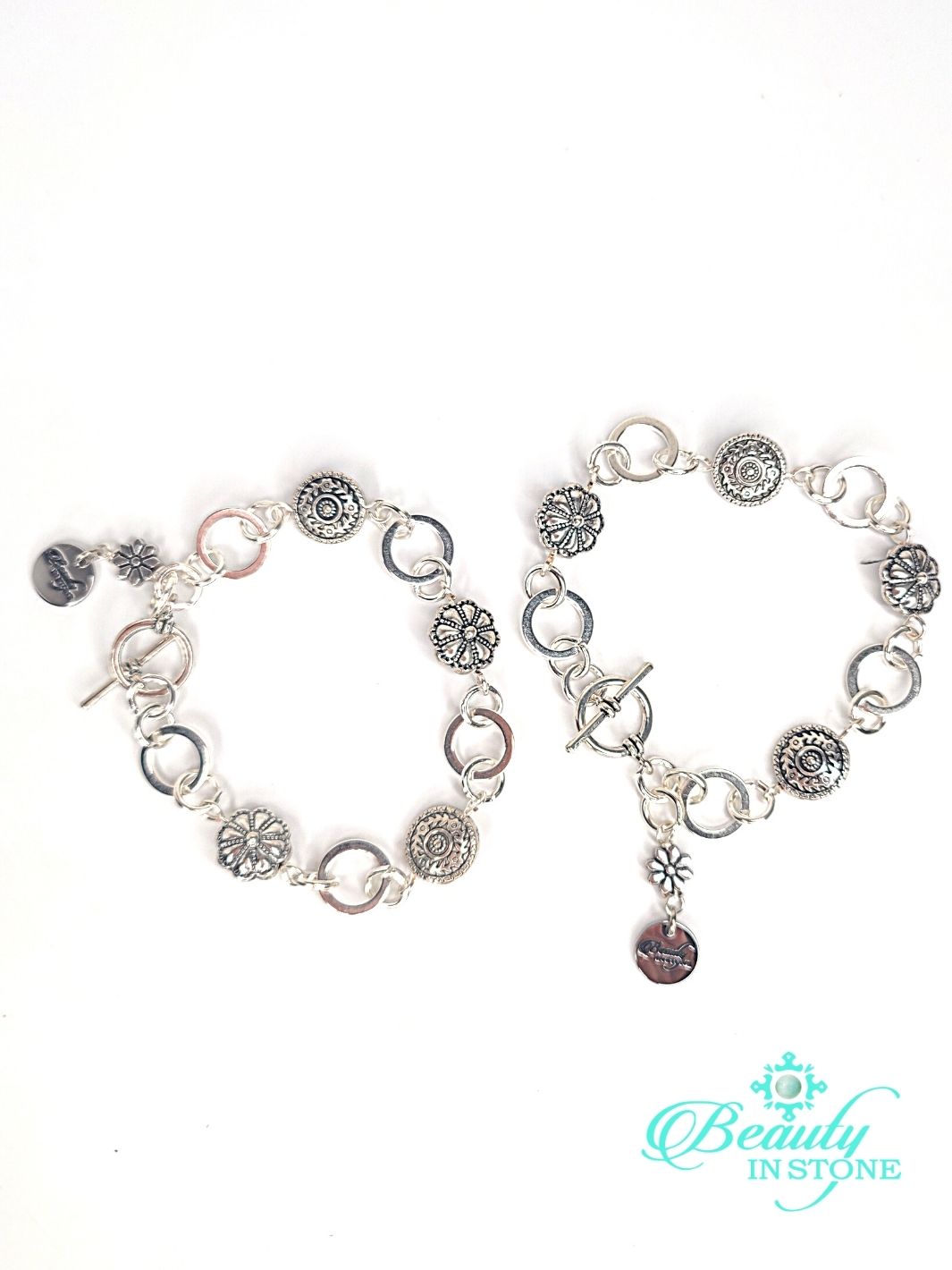 Chain Bracelet With Daisy Flower Link, Beauty In Stone Jewelry at $39