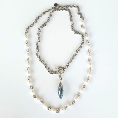 Thunder Crystal With Blue Or Silver Flash Necklace, Beauty In Stone Jewlery at $109