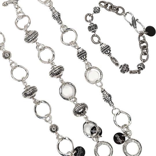 Bali Style Sterling Silver Beaded Bracelet, Beauty In Stone Jewelry at $89