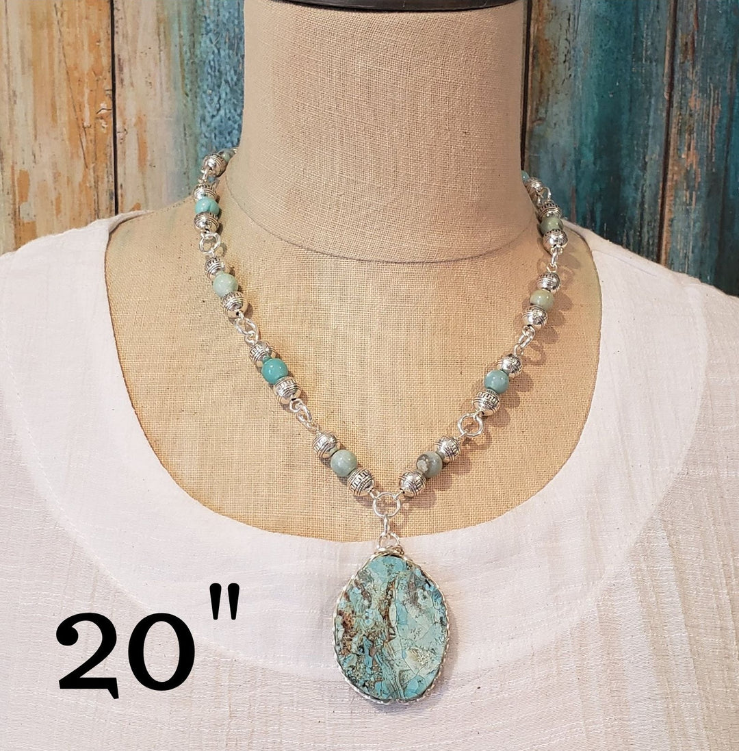 Turquoise Blue Gemstone Beaded Necklace, Beauty In Stone Jewelry at $139