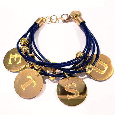 ETSU Navy Blue Leather Bracelet, Beauty In Stone Jewlery at $99