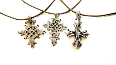 Cross On Leather Necklace, Beauty In Stone Jewelry at $40