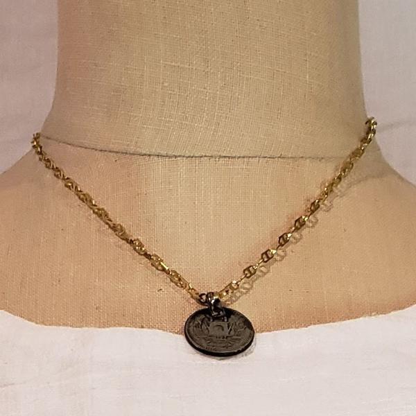 Vintage Coin On Chain Necklace, Beauty In Stone Jewelry at $49