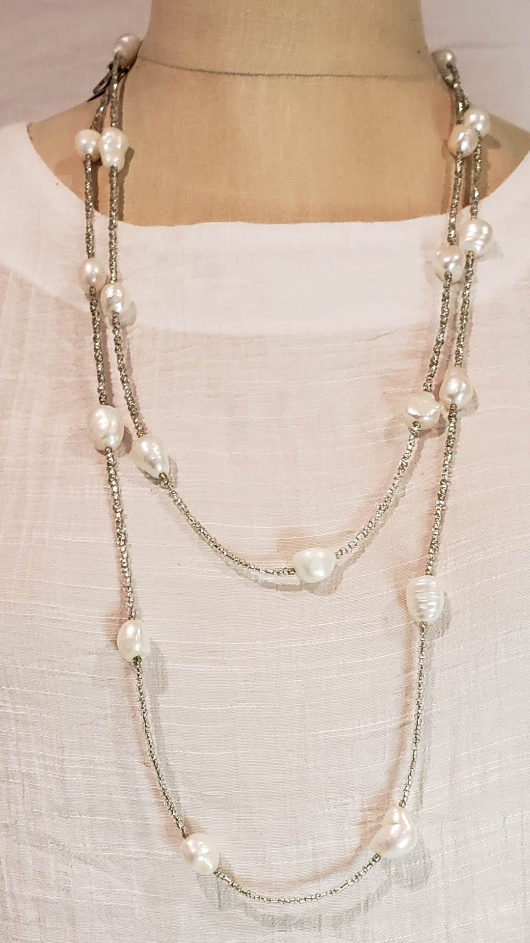 Baroque Freshwater Pearl Necklace With Cross, Beauty In Stone Jewelry at $199