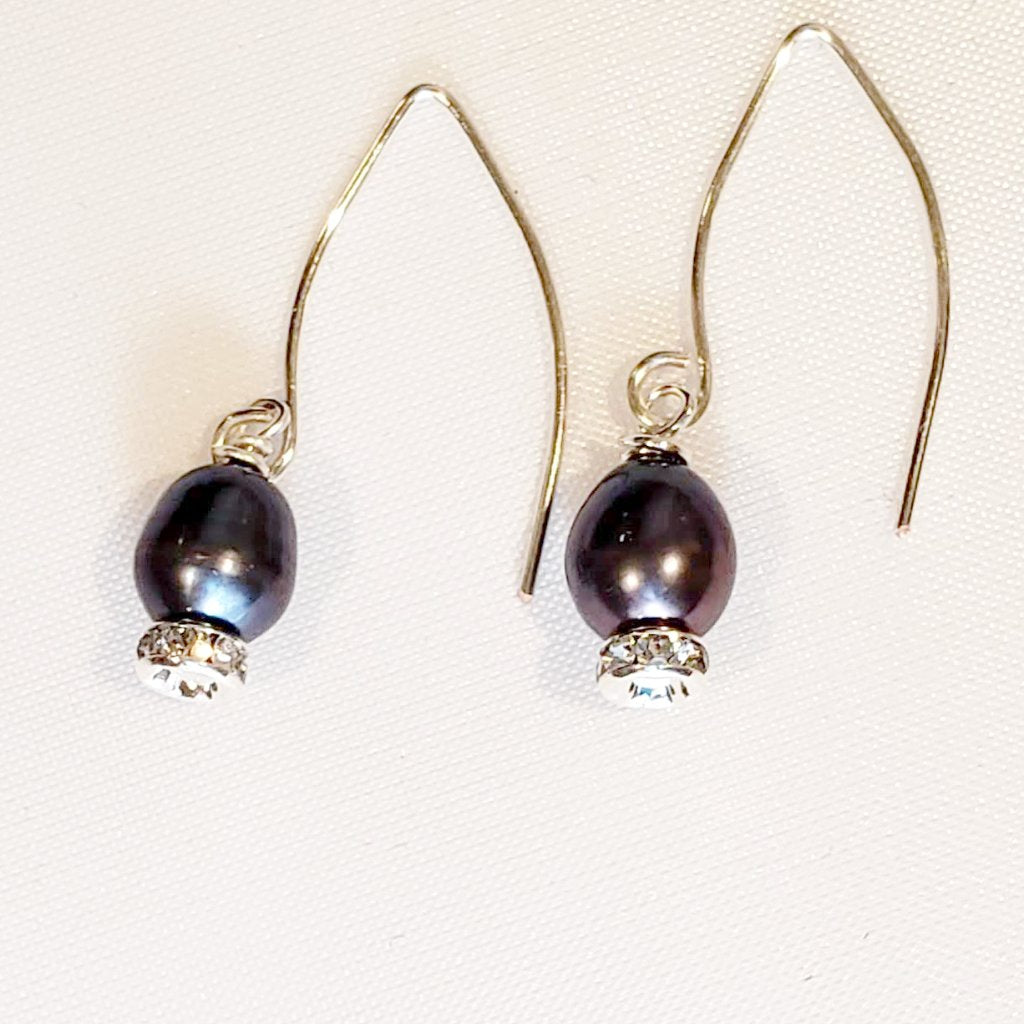 Peacock Pearl & Rhinestone Earrings, Beauty In Stone Jewelry at $35