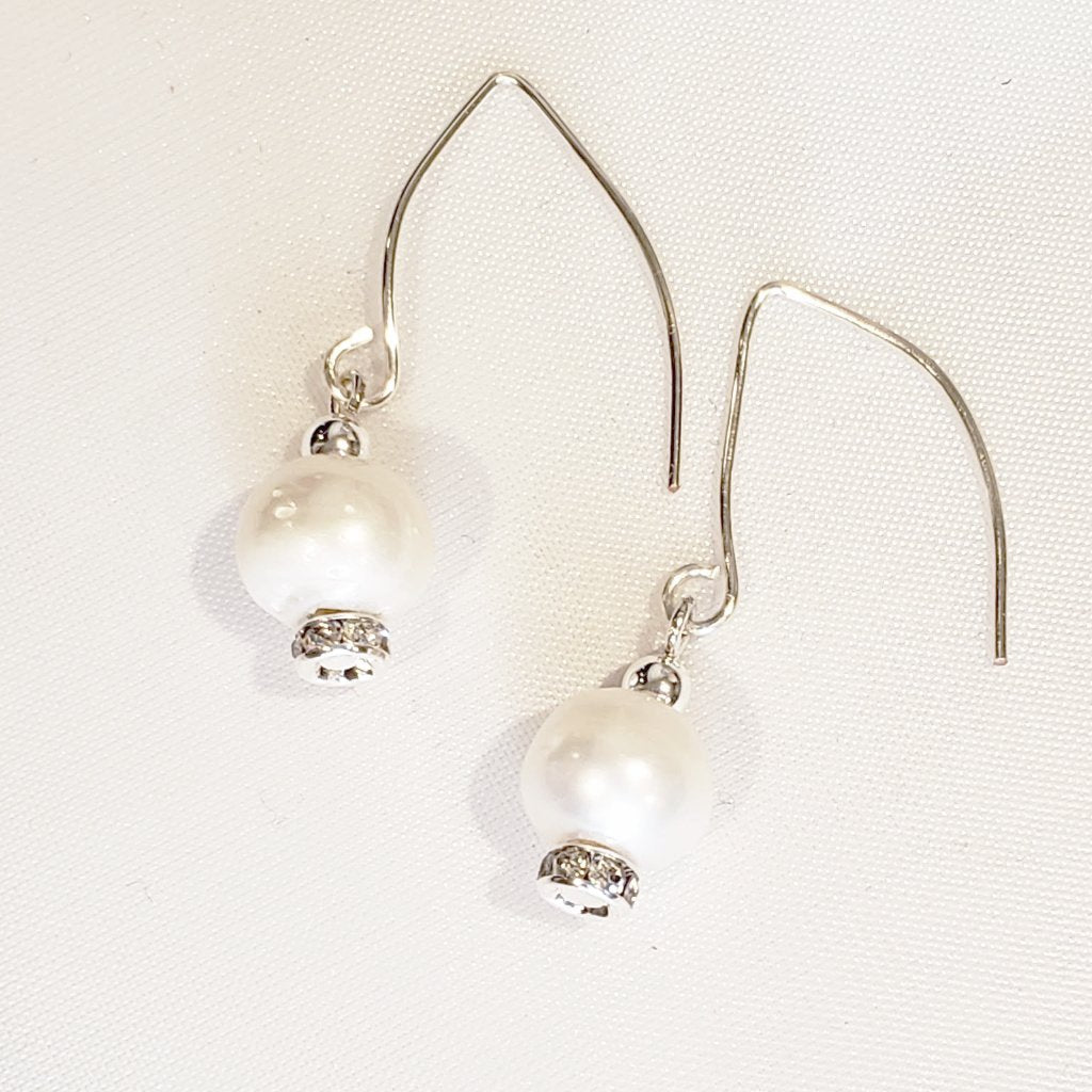 Freshwater  Pearl & Rhinestone Earrings, Beauty In Stone Jewelry at $35