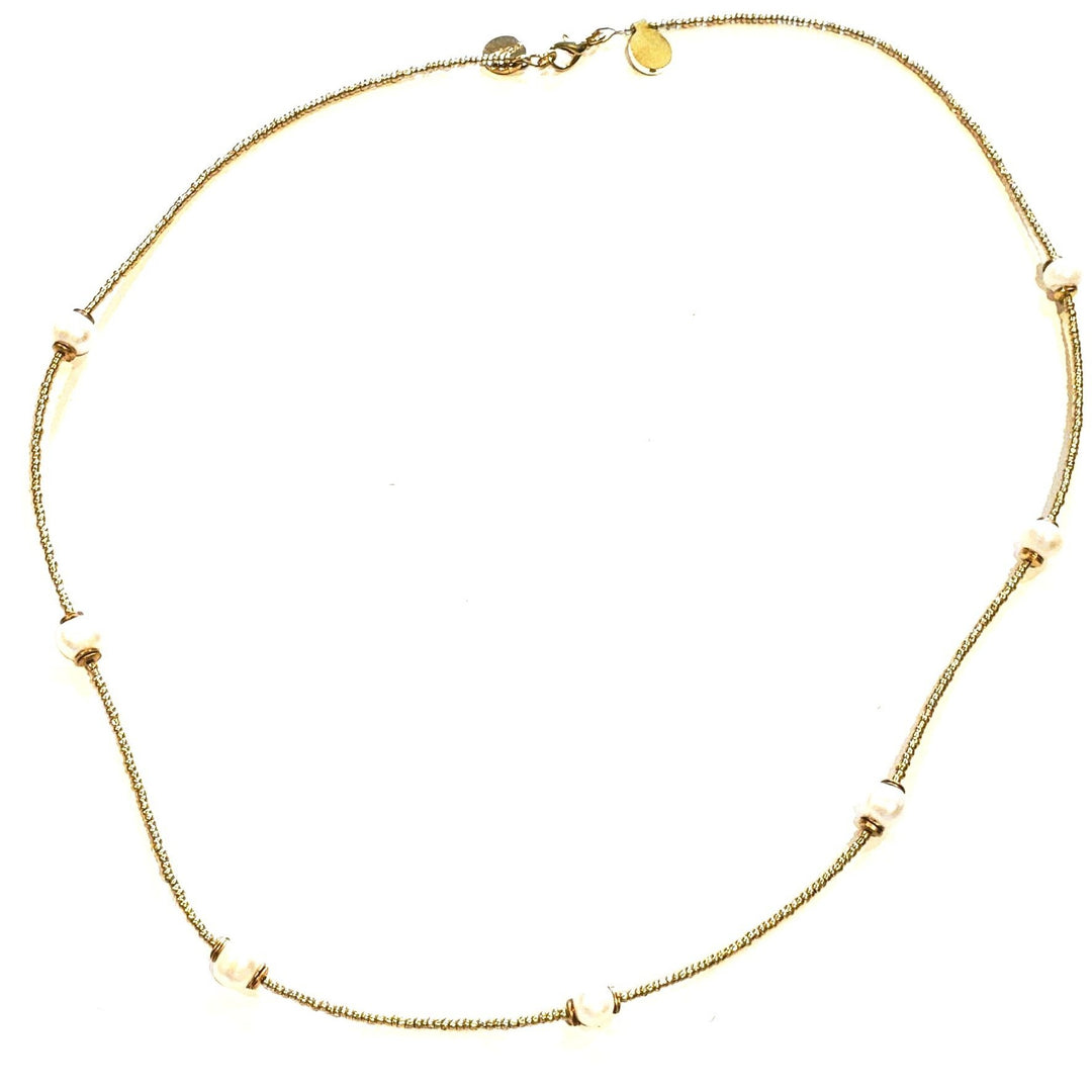 Matte Gold & Pearl Necklace, Beauty In Stone Jewelry at $99