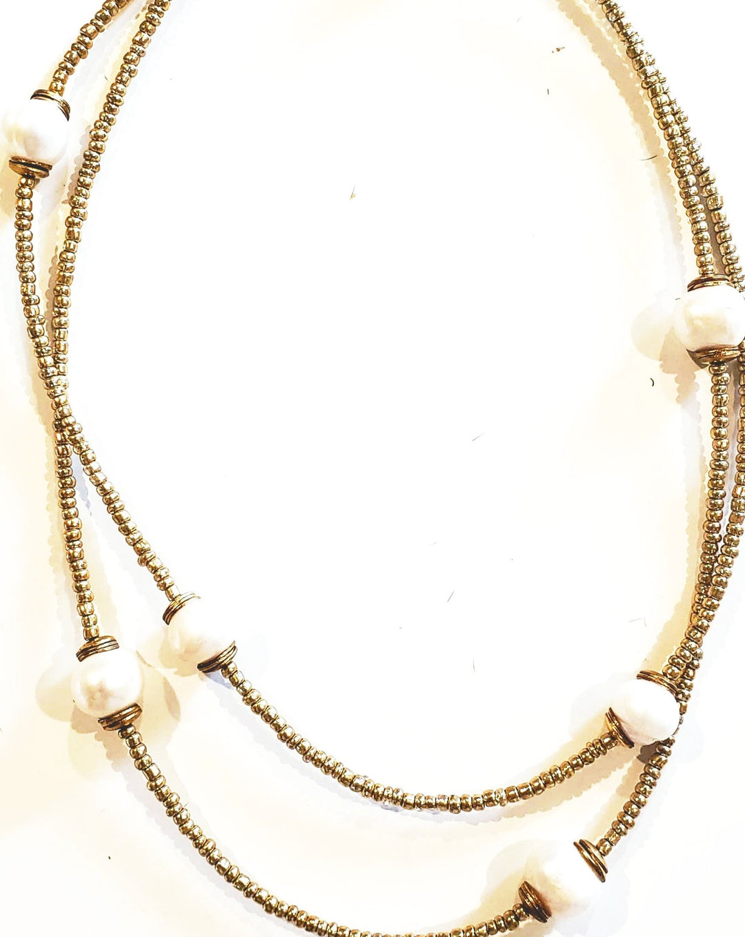 Matte Gold & Pearl Necklace, Beauty In Stone Jewelry at $99