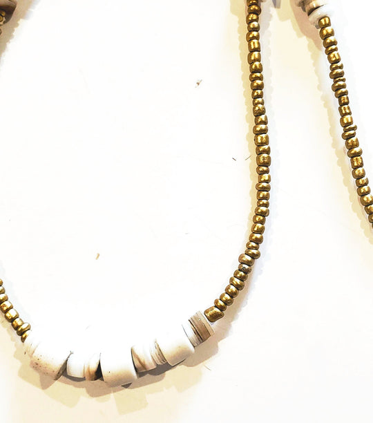 Matte Gold Rustic Beaded Choker or Necklace, Beauty In Stone Jewelry at $65