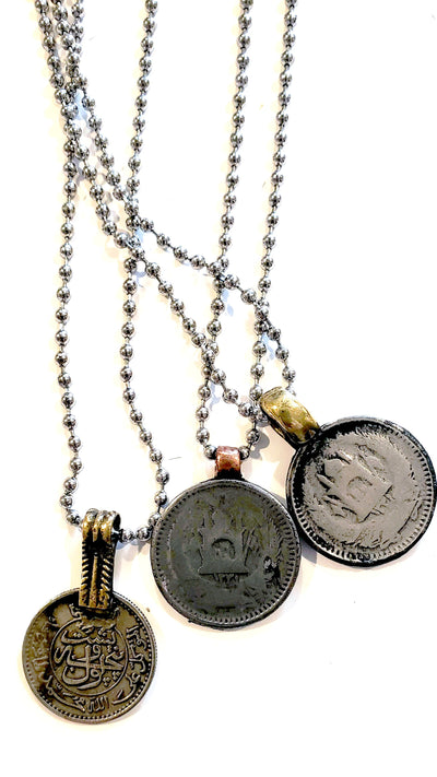 Vintage Coin On Ball Chain Necklace, Beauty In Stone Jewelry at $42