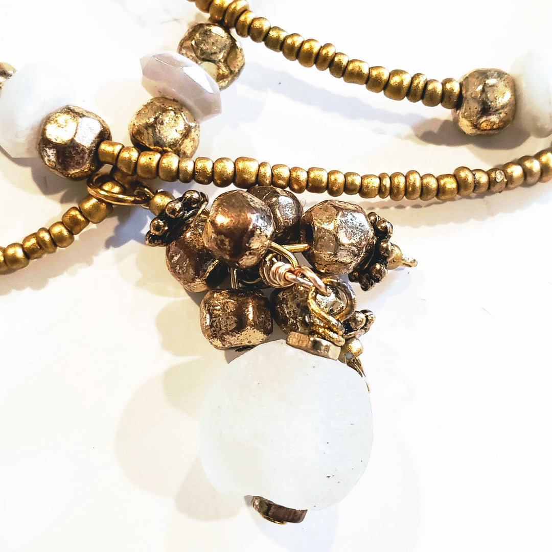 Matte Gold Cluster Drop Necklace, Beauty In Stone Jewelry at $99