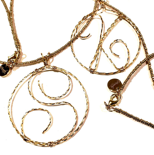 Gold Wire Initial Necklace In Circle, Beauty In Stone Jewlery at $109