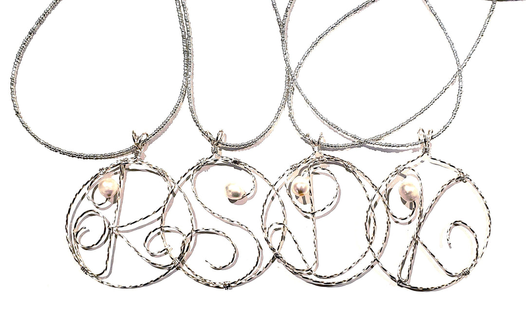 Silver Wire Initial Necklace In Circle, Beauty In Stone Jewlery at $109