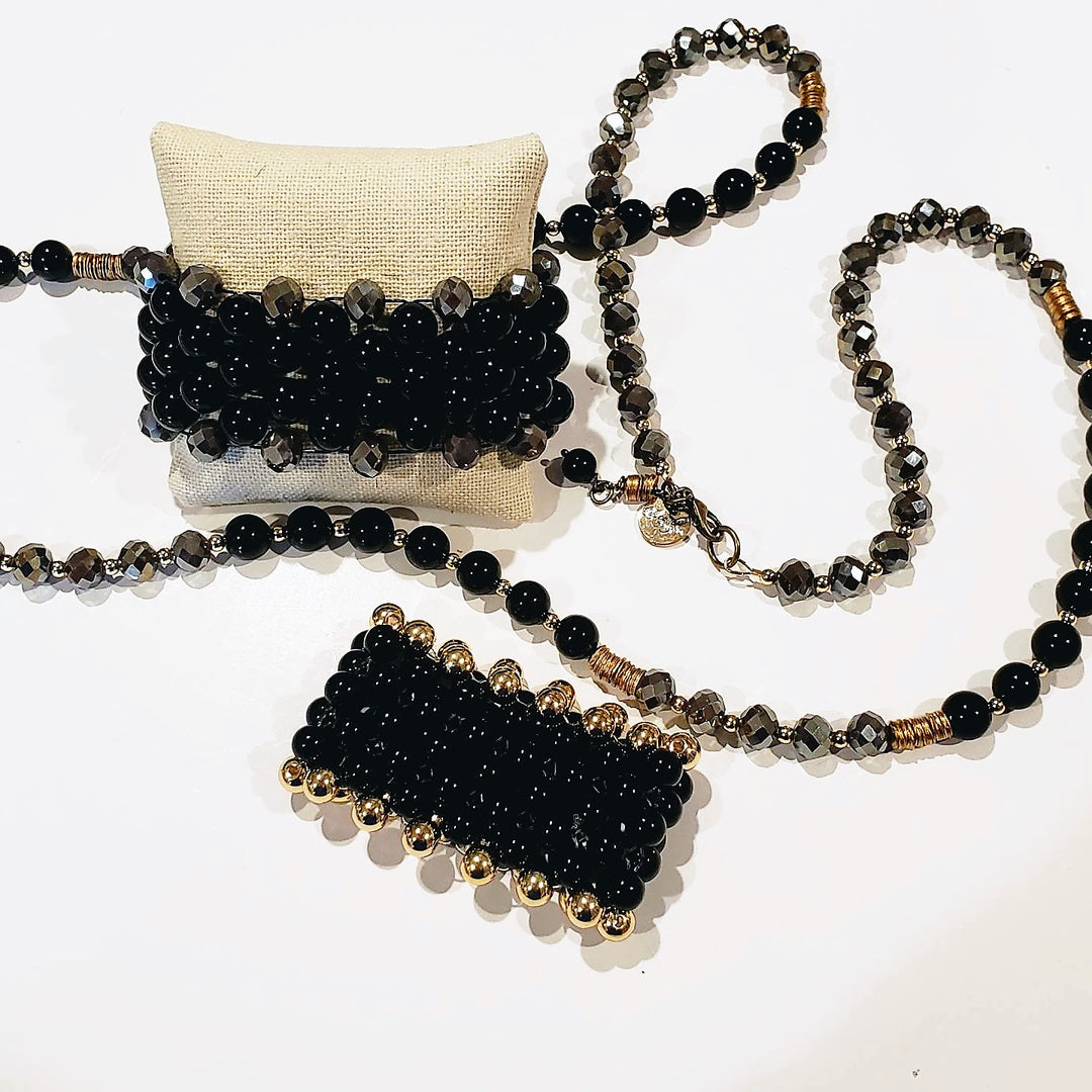 Dressy Chic Black Gemstone Necklace, Beauty In Stone Jewelry at $139