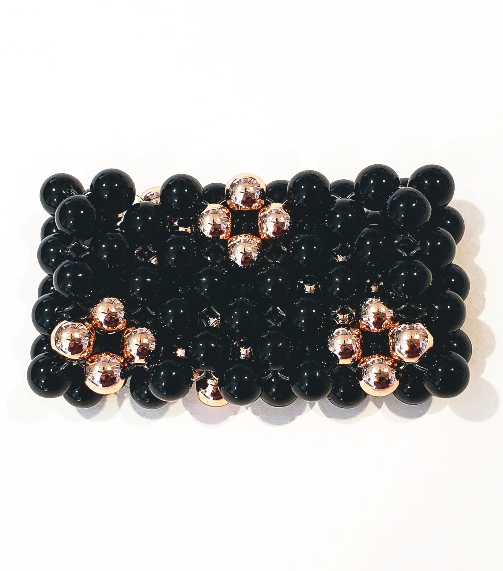 7 Row Gemstone Cuff Bracelet In Black/Rose Gold Band Of Glam, Beauty In Stone Jewelry at $149