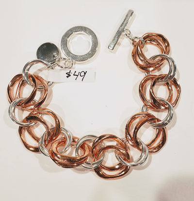 Rose Gold And Silver Chain Bracelet, Beauty In Stone Jewelry at $49
