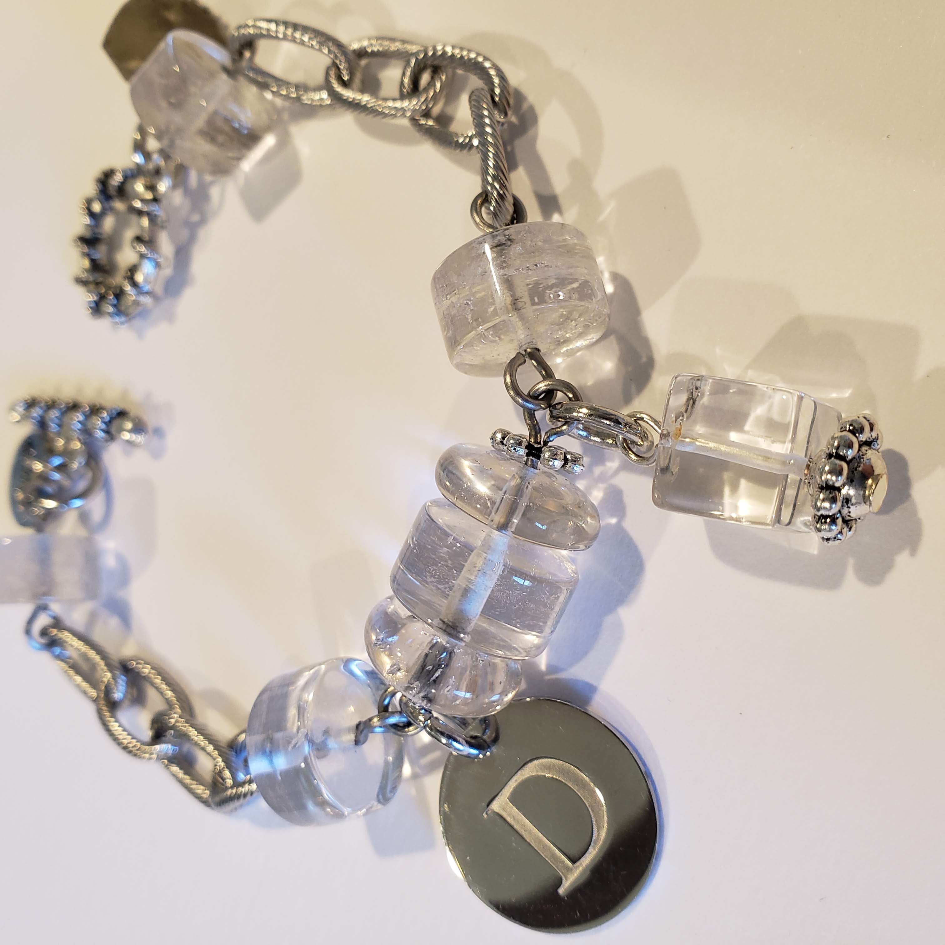 Personalized Crystal Quartz Chain Bracelet, Beauty In Stone Jewelry at $98