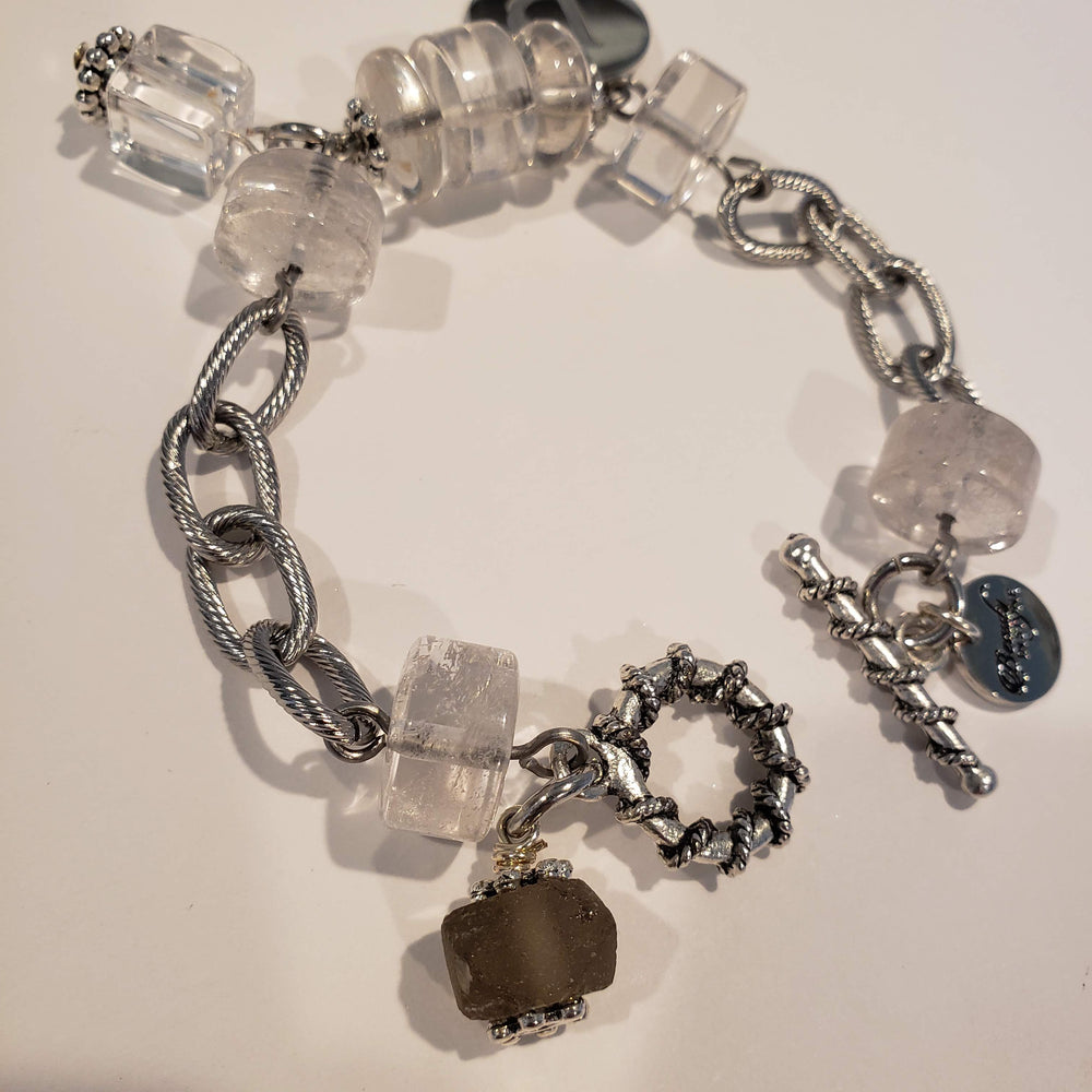 Personalized Crystal Quartz Chain Bracelet, Beauty In Stone Jewelry at $98