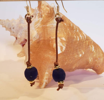 Beach Glass Earrings Cobalt Blue, Beauty In Stone Jewelry at $28
