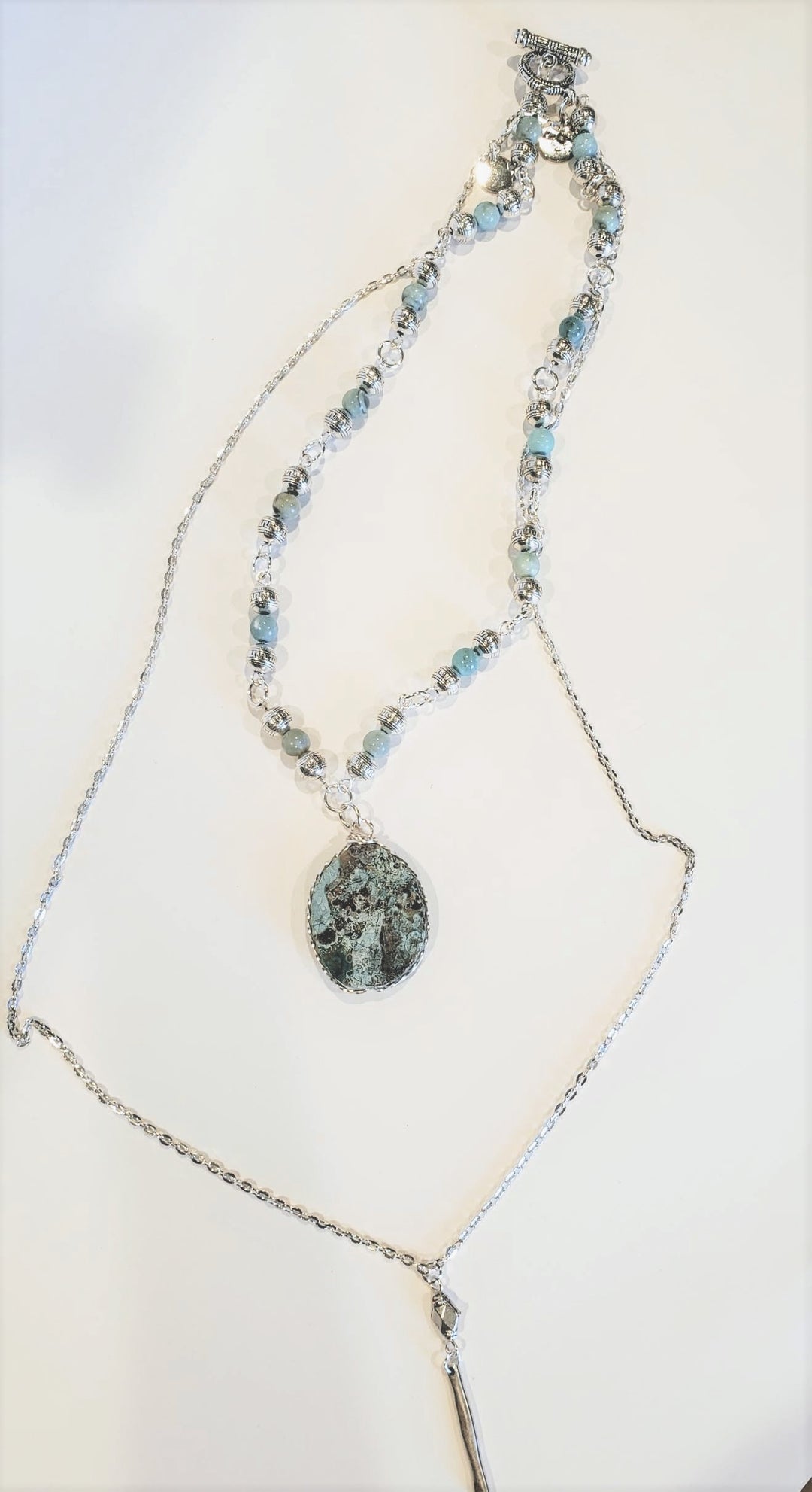 Long Chain Necklace With Drop Pendant, Beauty In Stone Jewelry at $45