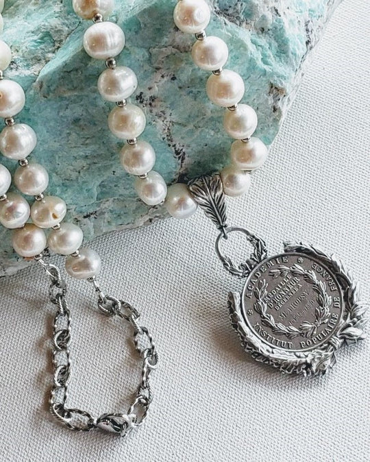 Freshwater Pearl Coin Necklace, Beauty In Stone Jewlery at $199