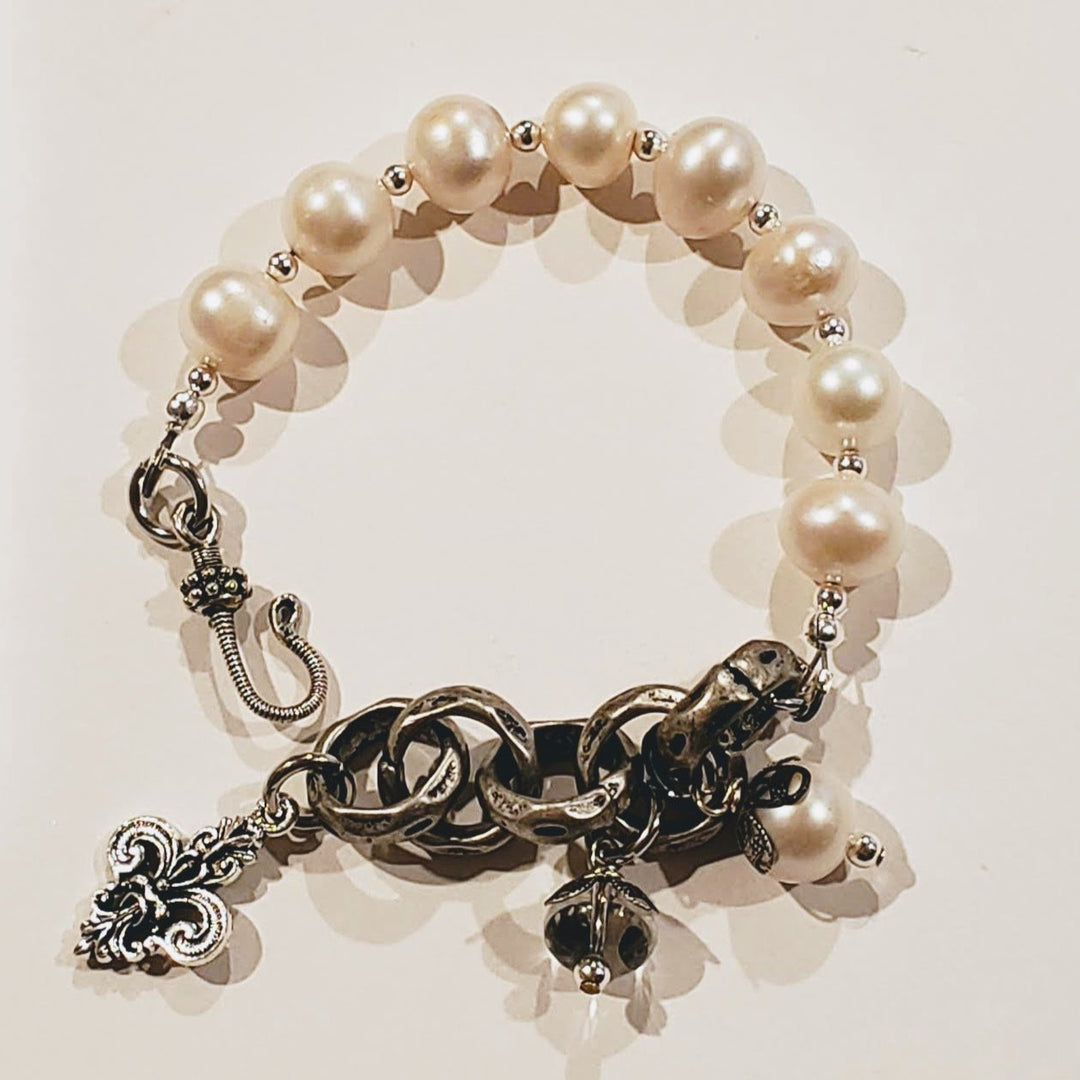 Freshwater Pearl & Chain Bracelet, Beauty In Stone Jewelry at $99