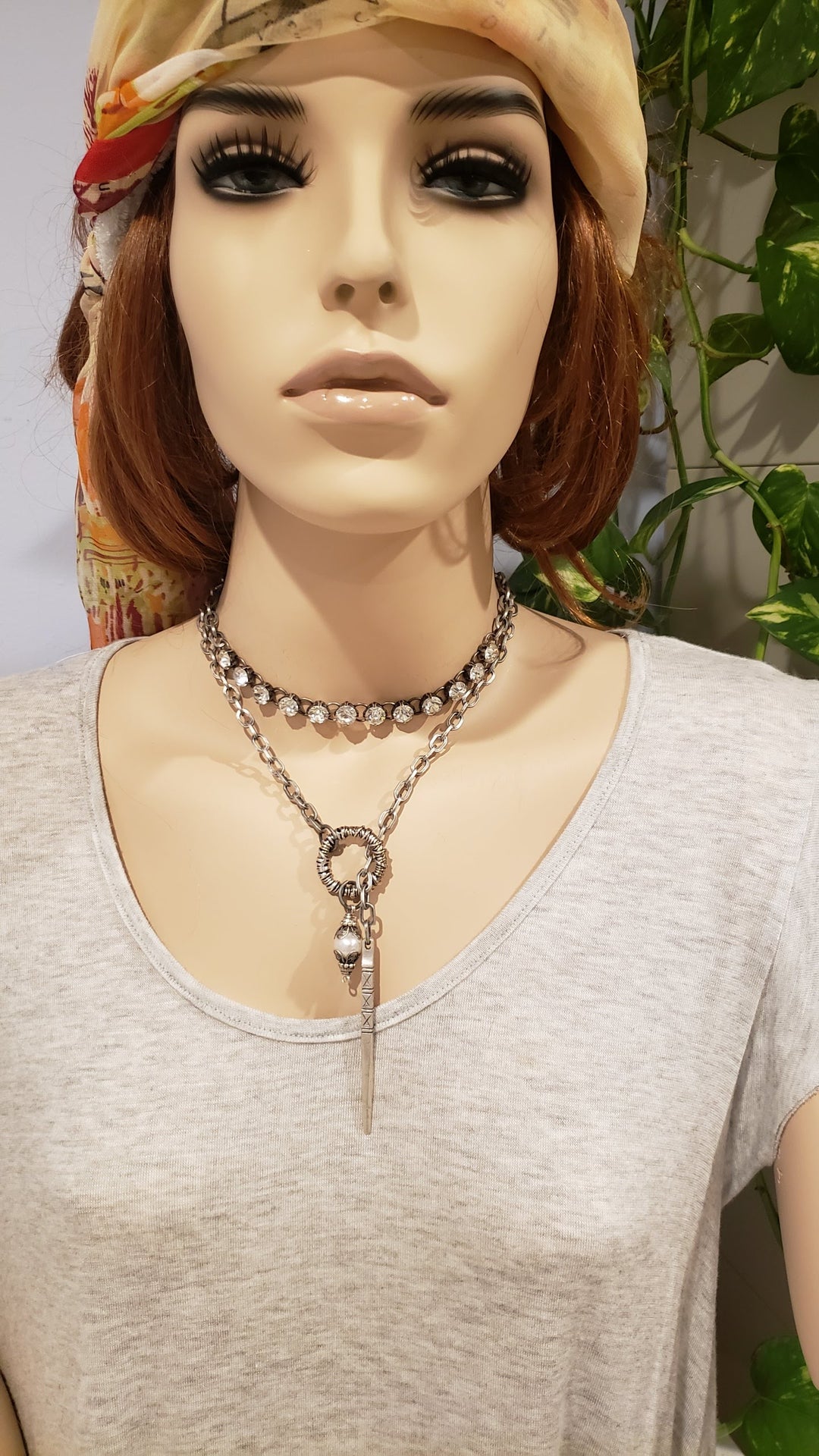 Chain Necklace With Pearl, Pinnacle And Loop Antique Silver, Beauty In Stone Jewelry at $89