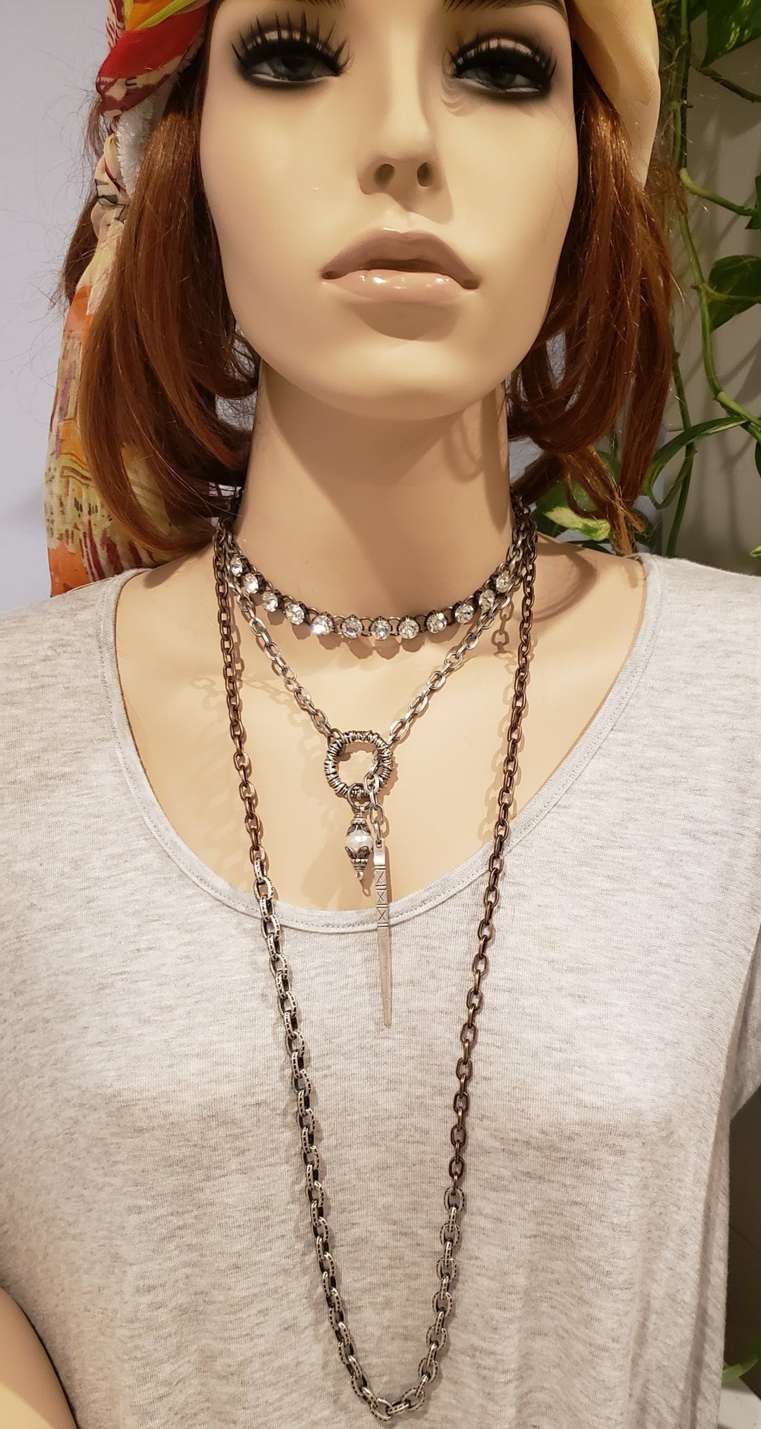 Chain Necklace With Pearl, Pinnacle And Loop Antique Silver, Beauty In Stone Jewelry at $89