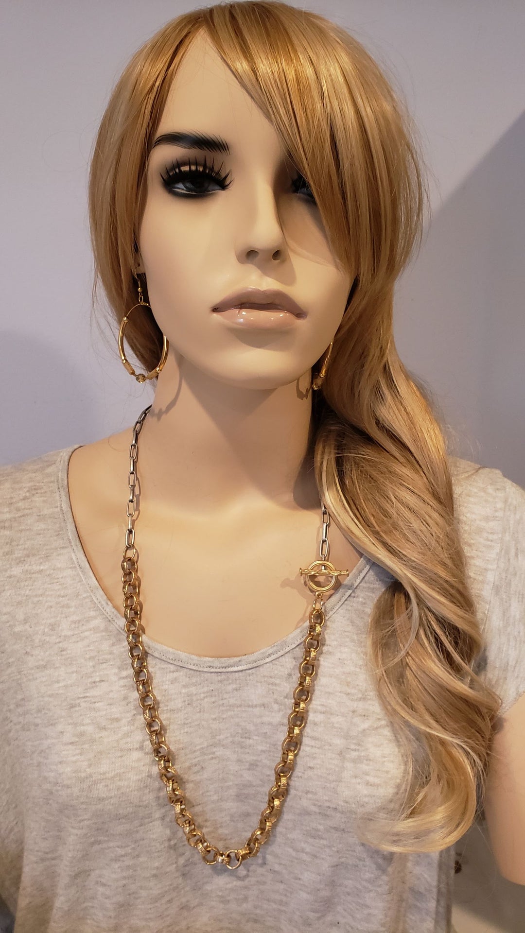 Chunky Matte Chain Necklace With Side Toggle, Beauty In Stone Jewelry at $139