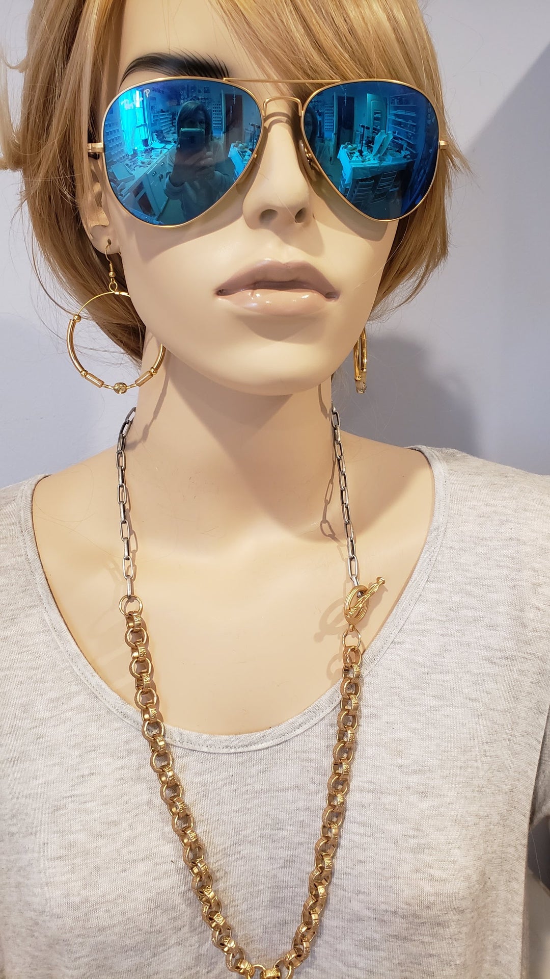 Chunky Matte Chain Necklace With Side Toggle, Beauty In Stone Jewelry at $139